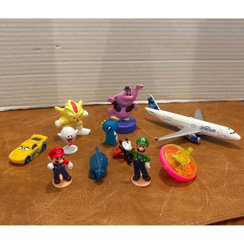 Mixed Toy Lot Mario Luigi Sonic Bing Bong JetBlue Plane Cars Dinoco Figures